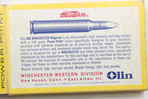 300 Winchester Magnum Ammo - 150 Grain Soft Point - Vintage Box