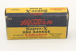 250 Savage (250-3000) Ammo - 87 Grain Soft Point - Vintage Box