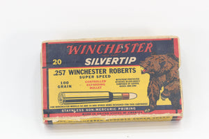 257 Roberts Ammo - 100 Grain Silvertip - Vintage Box