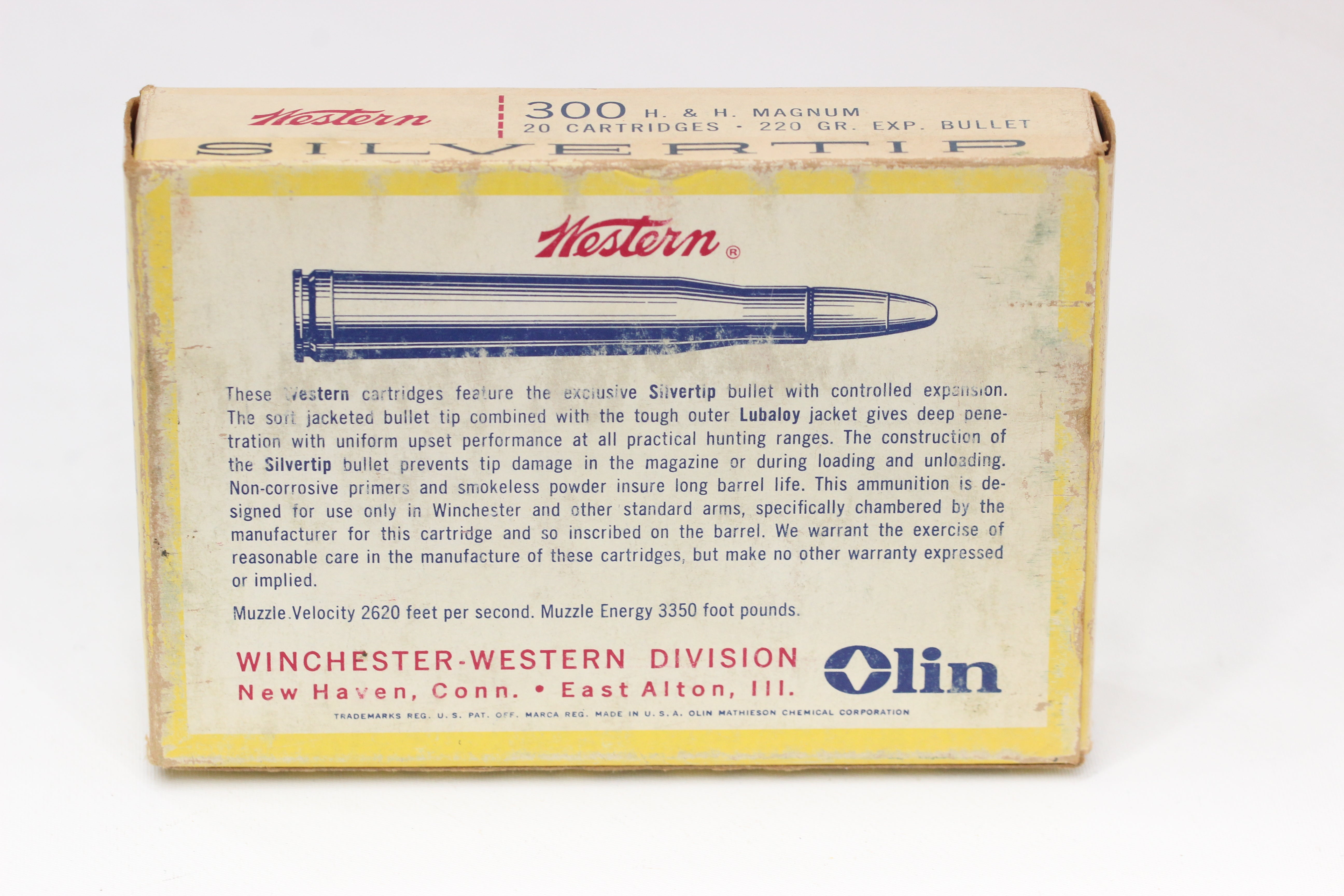 300 H&H Magnum Ammo - 220 Grain Silvertip Bullet - Vintage Box