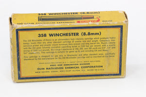 358 Winchester Ammo - 200 Grain Silvertip - Vintage Box