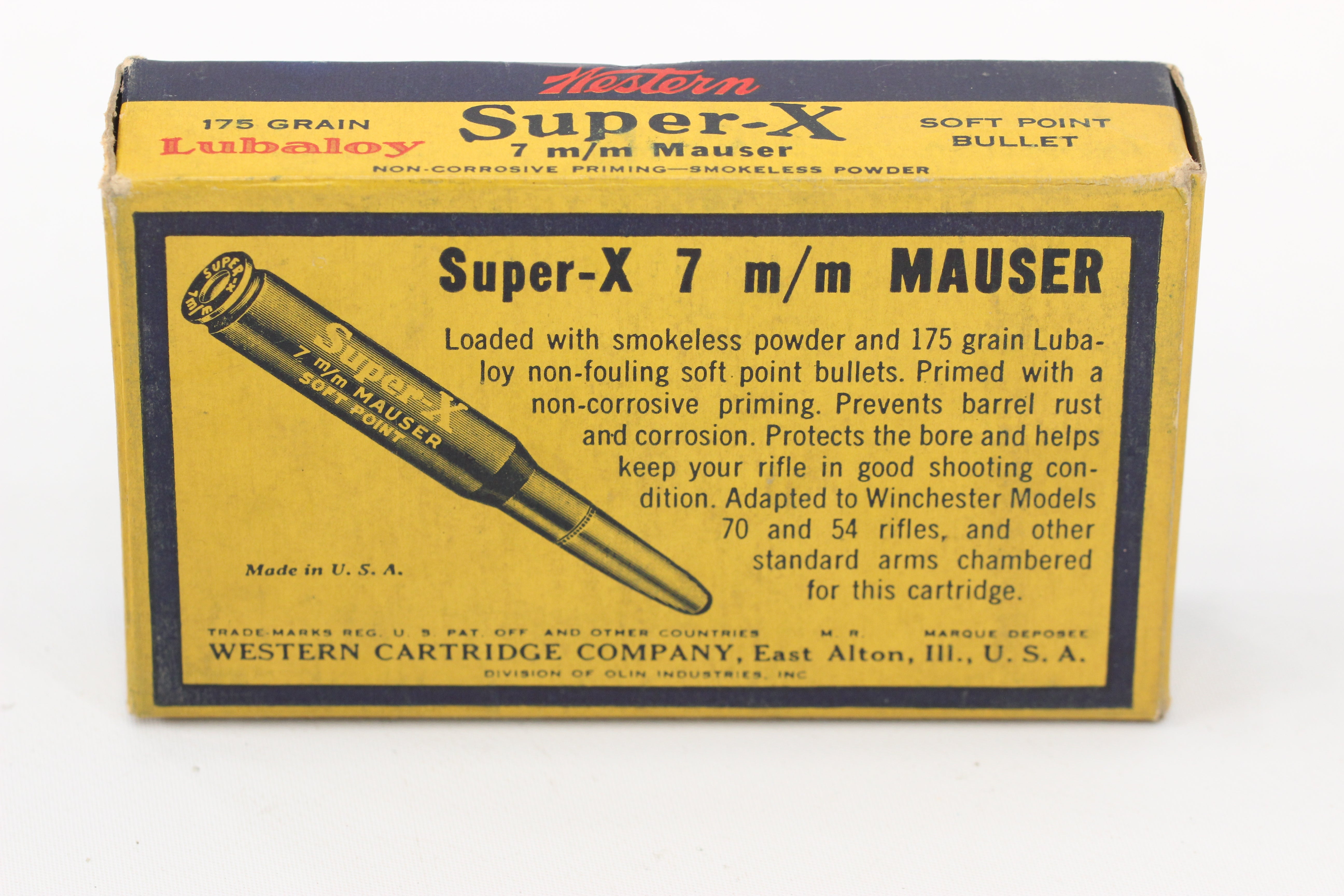 7 m/m Mauser Ammo - 175 Grain Soft Point - Vintage Box