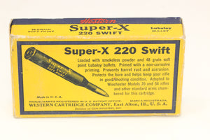 220 Swift Ammo - 48 Grain Soft Point - Vintage Box