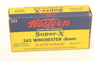 243 Winchester Ammo - 100 Grain Soft Point - Vintage Box - Partial Box