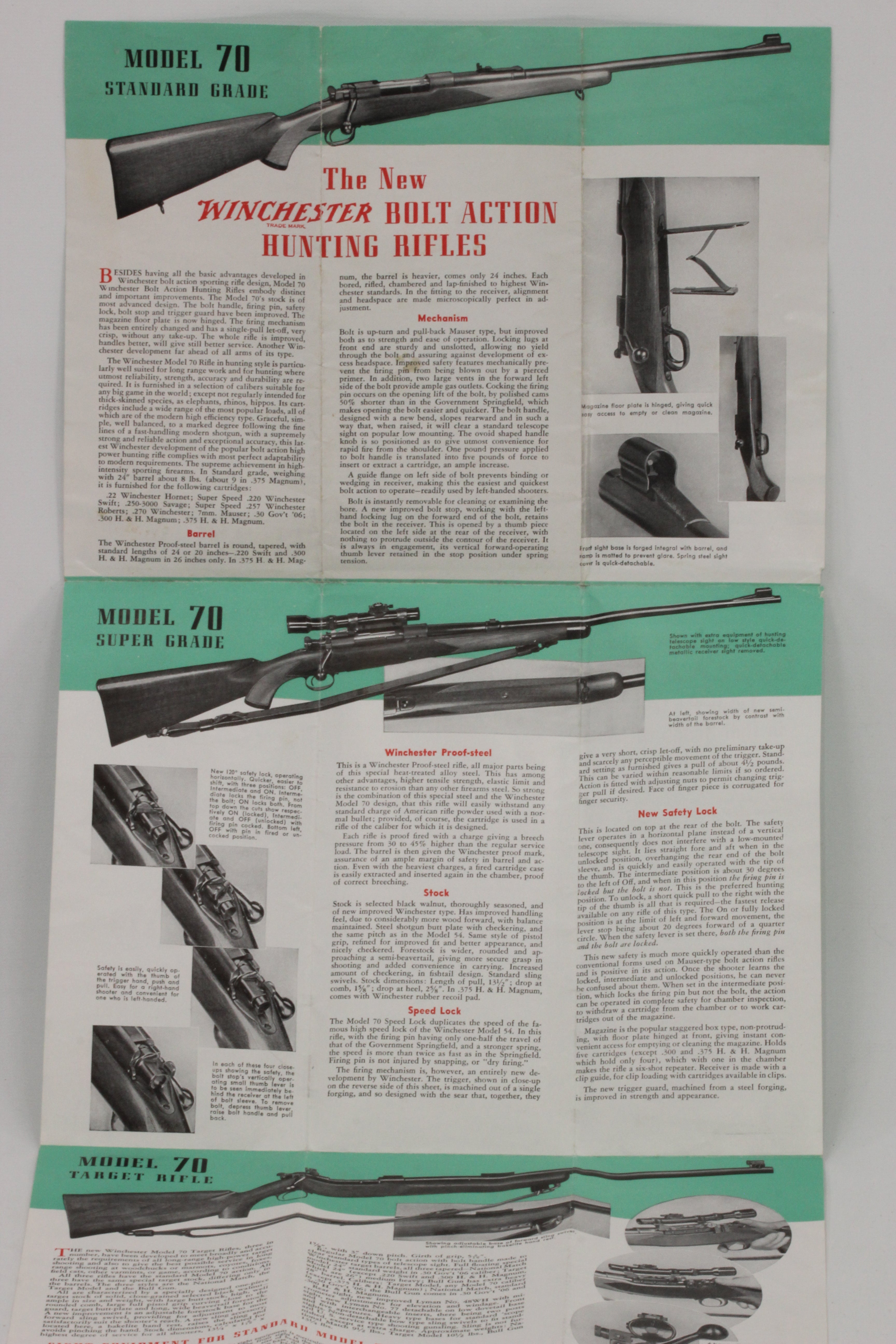 Winchester Model 70 Fold out Information Pamphlet - No. 1402