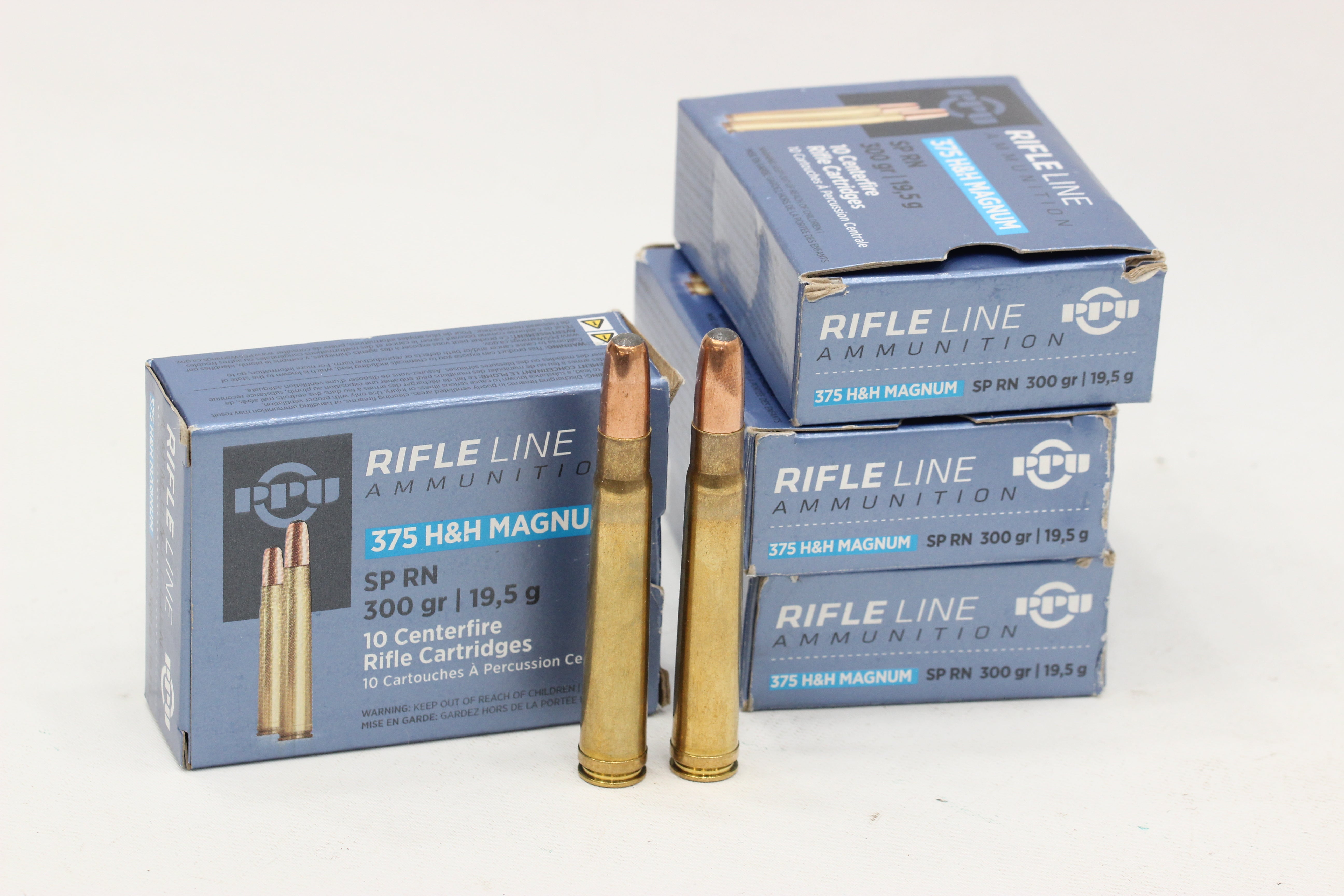 375 H&H Magnum Ammo - 300 Grain Soft Point Round Nose - 37 Rounds ...