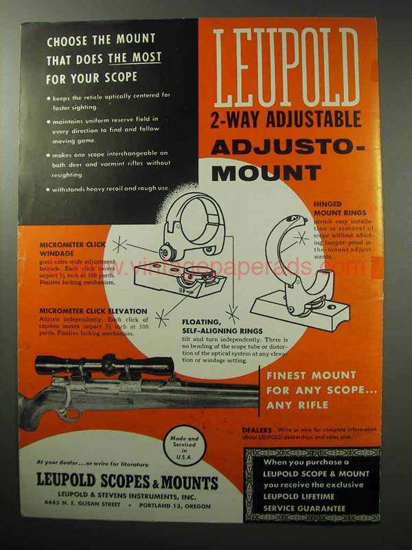 Leupold Adjusto-Mount Bases & 1" or 26mm Rings for Post-War Rifles