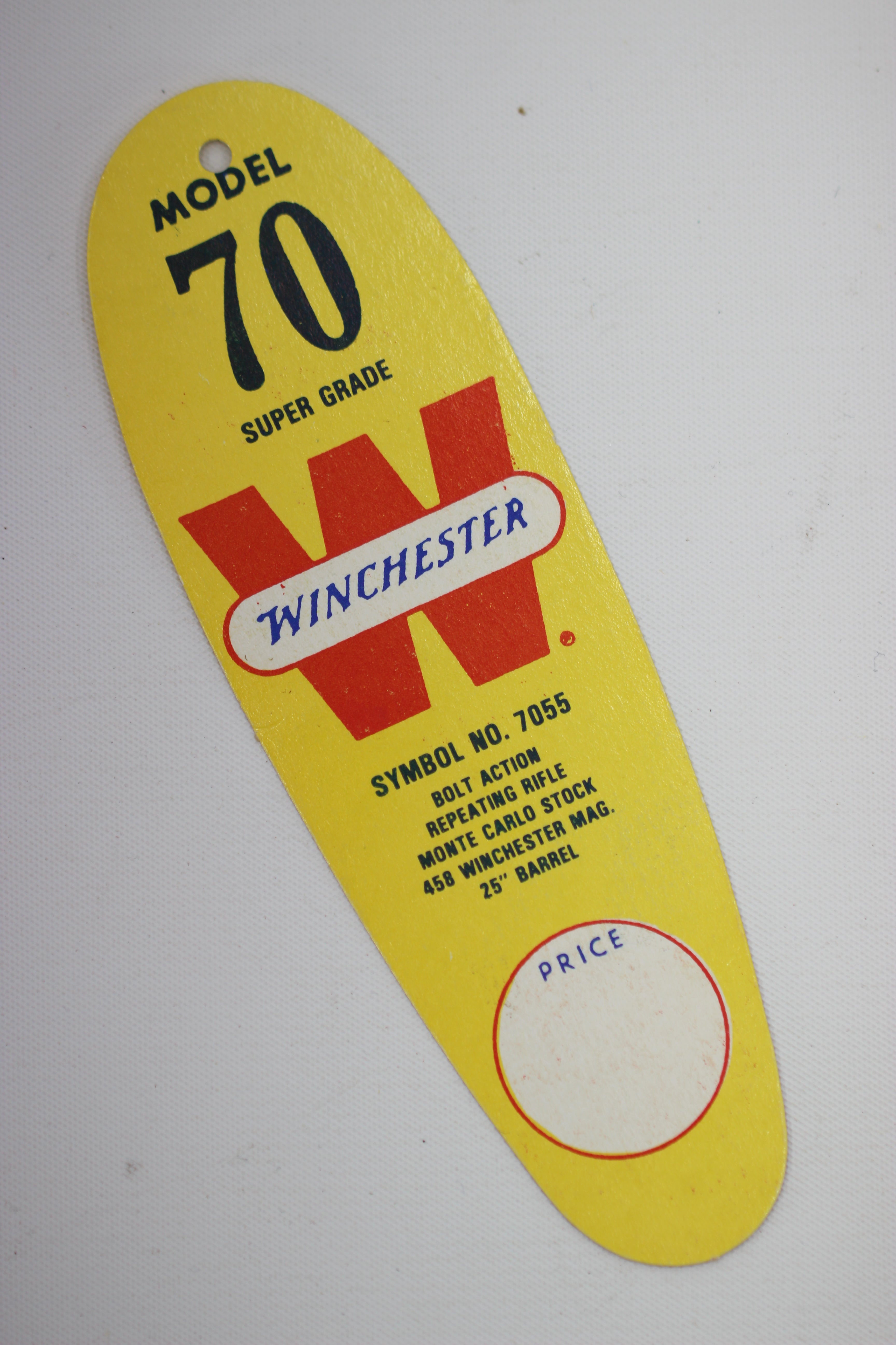Winchester Model 70 Super Grade Hang Tag - Symbol No. 7055 - 458 Win Mag Alaskan