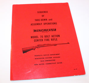 1958 Winchester Model 70 Take-Down and Assembly Operations Manual - REPRINT