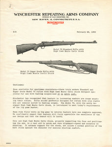 Dealer Letter - Introducing Winchester Model 70 with Monte Carlo Style Stocks