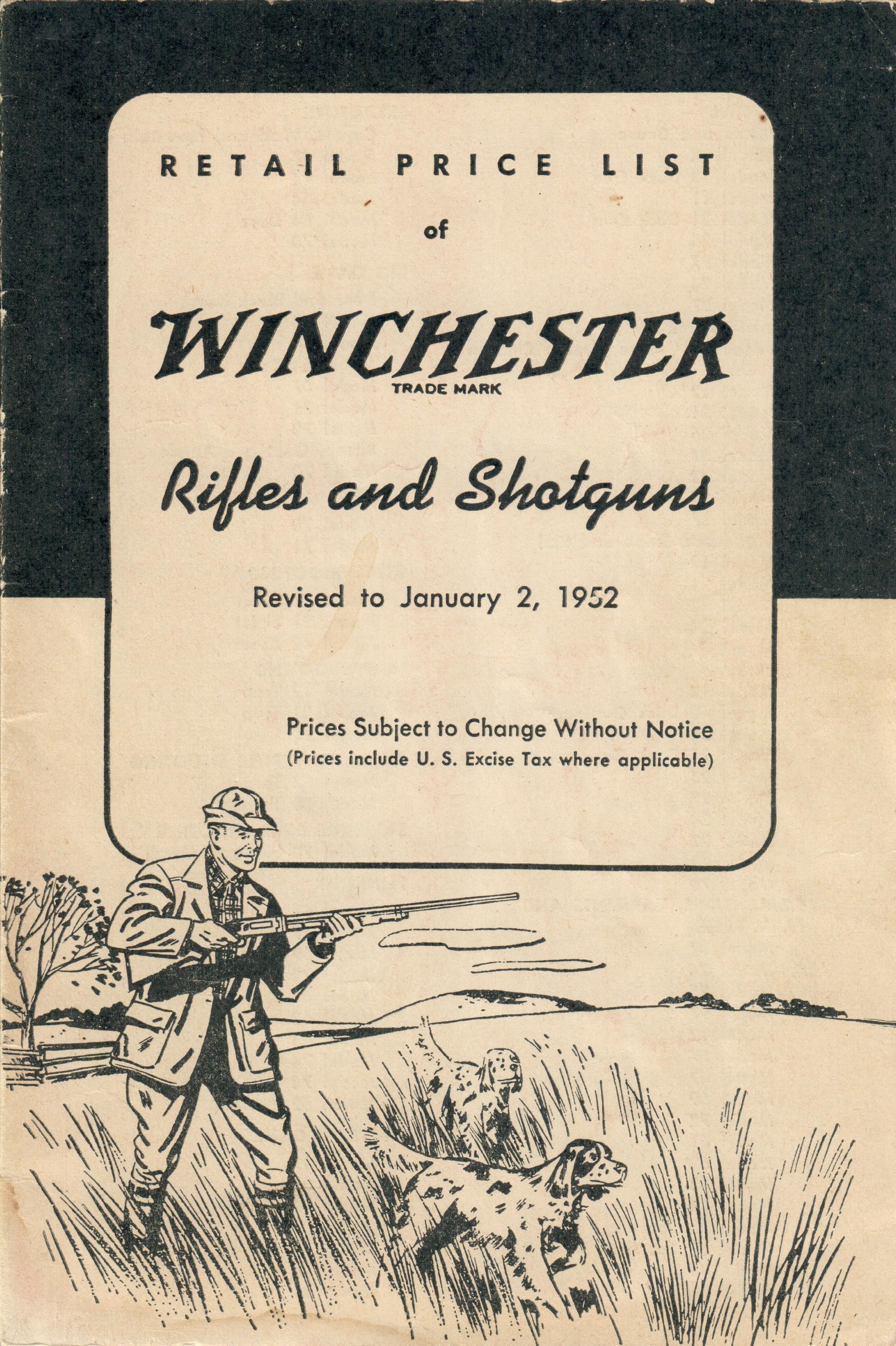 1952 Winchester Retail Price List - No. 2082